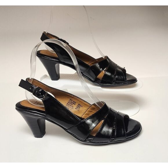 SOFTSPOTS BLACK PEEP-TOE SLINGBACK SANDAL SHOES SIZE US 6 - Picture 5 of 15